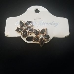 💜 Gold and black flower earrings